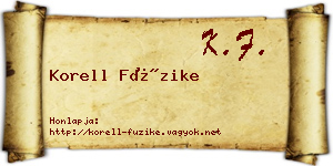 Korell Füzike névjegykártya
